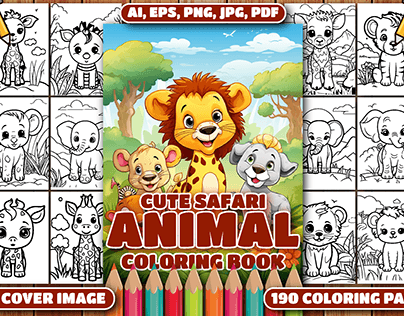 Cute Safari Animal Coloring Book For Kids