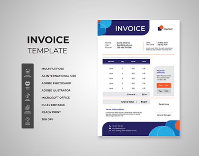 Invoice – Industrial Blue Color