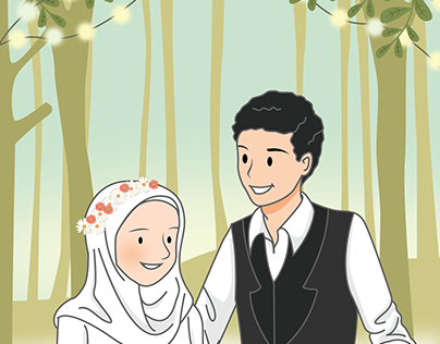 couple illustration with background