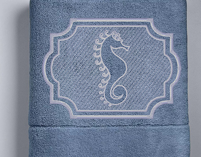 embossed embroidery sea horse