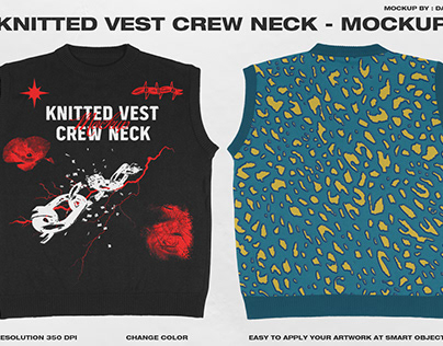 Knitted Vest Crew Neck - Mockup (1 free)