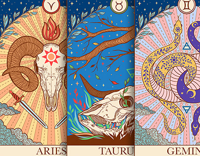 Astrological tarot. Zodiac signs