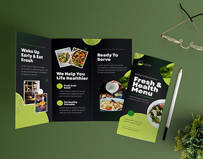 Food trifold brochure design in unique concept