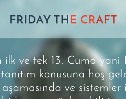 Friday the Craft Ön Tanıtım Konu Tasarımı