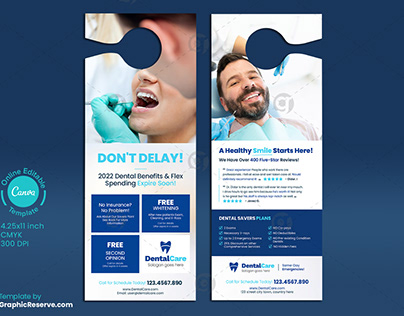 Dental Promotional Door Hanger Canva template