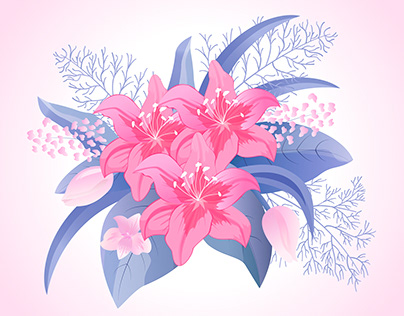 Composition with lilies. Vector