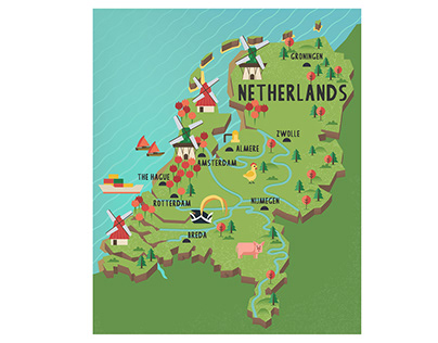 The Netherlands Cartoon Map