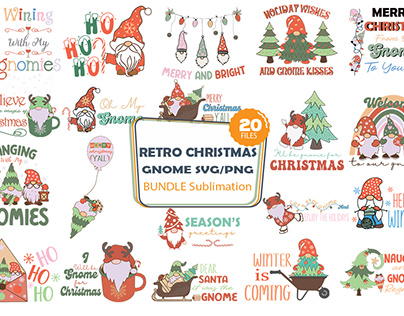 Retro Christmas Gnome SVG| PNG