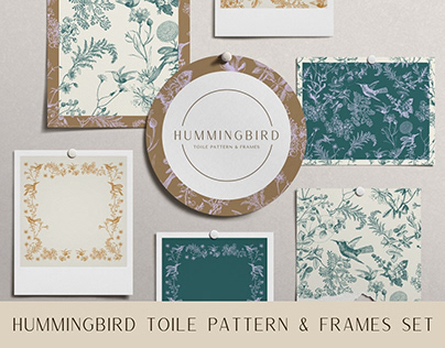 Hummingbird Toile Print & Frames