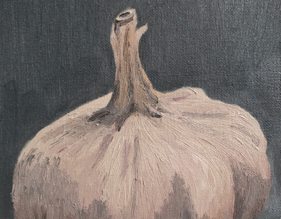 Garlic Bulb.  Oil on canvas 7x10”.