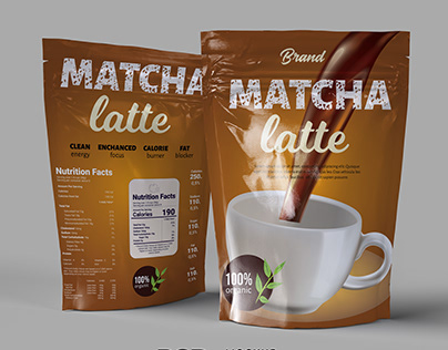 Macha latte tea pack aging design