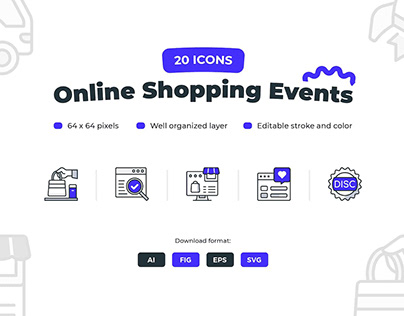 Online Shopping Events Icons - Filled Line