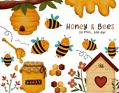 Honey and Bees Illustration