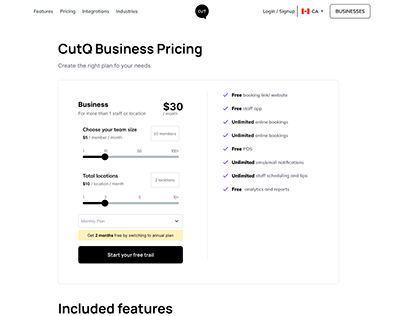 Custom pricing page