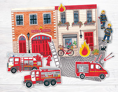 Magnetic game for children "Fire Station"