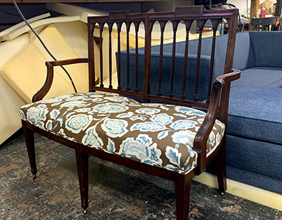 Reupholstered Antique Bench Settee