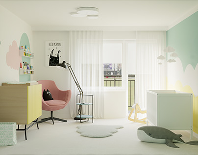 Pastel baby room / Interior Design