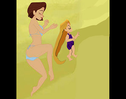 Rapunzel and her daughter Sapphire resting beach
