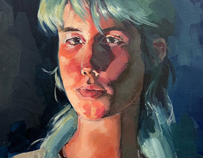 autoportret, farba akrylowa/50 x 70/2023