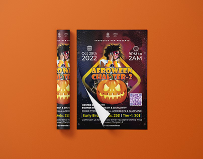 Afroween Chapter-2 Party Flyer Design for Afrobeach Van