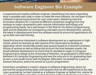 Software Engineer Biography Examples