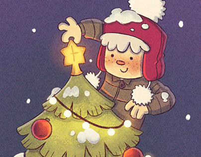 Elves and the Christmas Tree | Children's Illustration