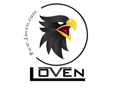 تصميم شعار باسم loven لمحلات تجارية (الصقر رمز البراند)