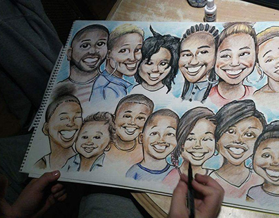 Portrait, Art, Drawing, large family, cartoon, doodle