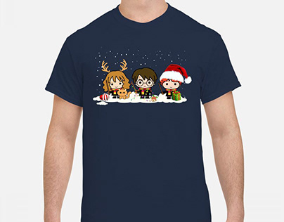 Merry Christmas Harry Potter characters chibi shirt
