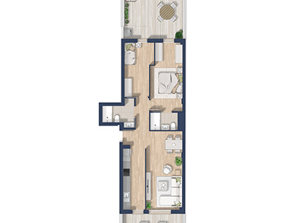 2D Rendered Floor Plan for Real Estate in Barcelona. .