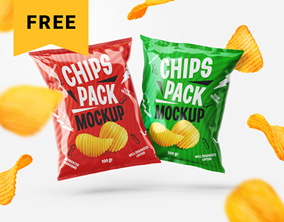 Free Potato Chips Package Mockup Set
