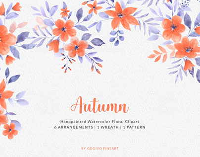 Autumn Orange Watercolor Clipart