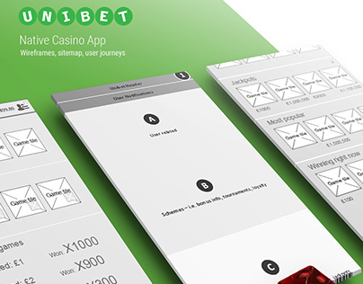 Unibet Native Casino App - Wireframes
