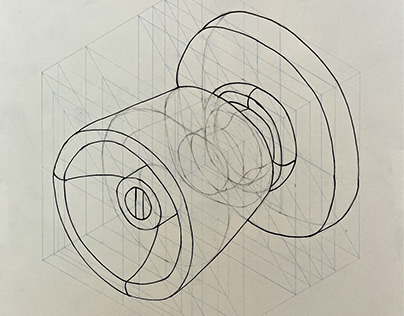 Isometric and Orthographic Doorknob Drawing