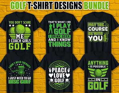 Golf Typography T-shirt Designs Bundle