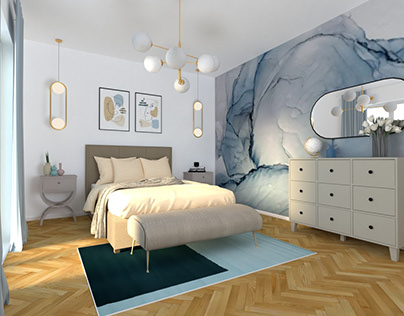 Watercoloured bedroom
