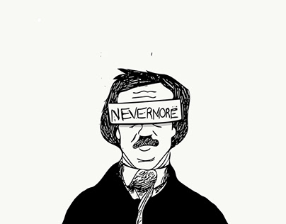 Poe, Nevermore, blackwhite, ink, the raven