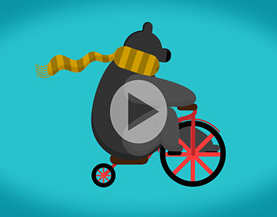 Animação - Urso pedalando com fundo Clean