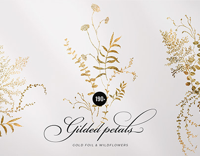 Gilded Petals - Gold Foil Wildflowers & Foliage