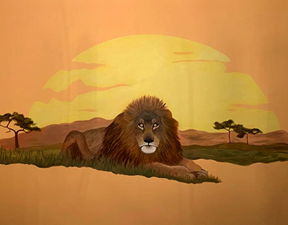 "Lion in the savanna" (mural painting)