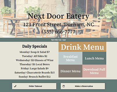 One Page Elementor Template for Restaurant
