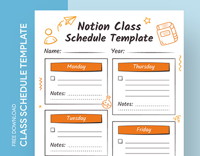 Free Editable Online Notion Class Schedule Template
