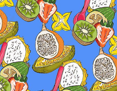 Tropical fruit salad. Pattern