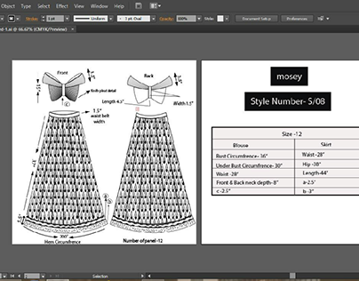 Women's wear Design Development - Crop top and Skirt