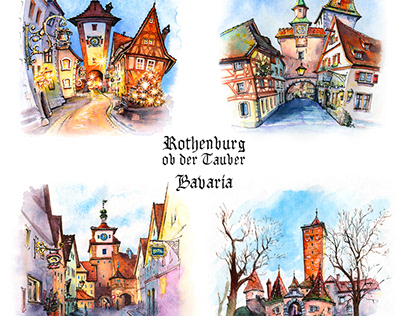 Watercolor sketch of Rothenburg ob der Tauber