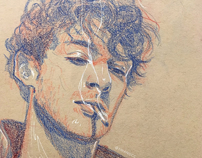 Portrait Sketches On Toned Tan Paper