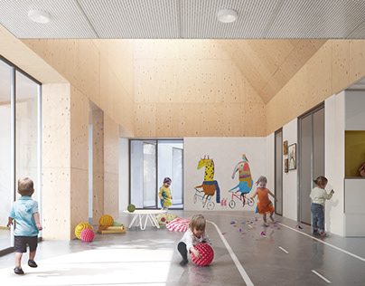 Architectural visualization for a kindergarten