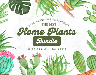 The Best Home plants Watercolor Bundle