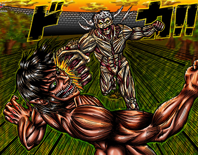 Eren Titan vs Titan armored - Shingeki no Kyojin