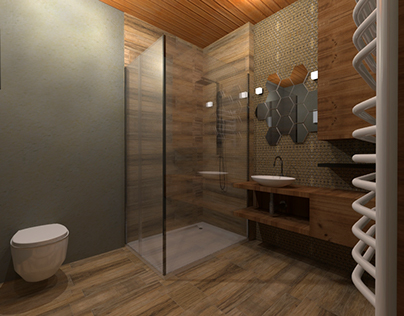Bathroom interior design in flat for rent in Kraków